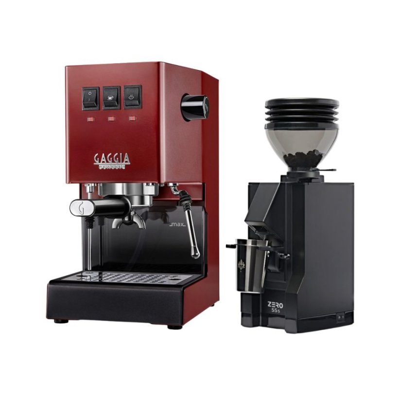 Gaggia Classic E24, červená + Eureka Mignon Zero 55s Black