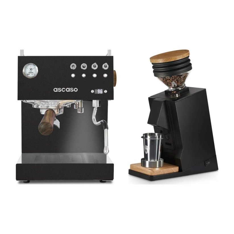Ascaso Steel DUO PID Black + Eureka Mignon Single Dose, Black & Oak