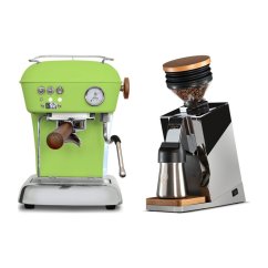 Ascaso DREAM PID Fresh Pistachio + Eureka Mignon Single Dose PRO, Chrome & Oak