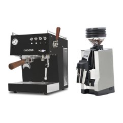 Ascaso Steel DUO PID PLUS, Black&Wood + Eureka Mignon Zero 65 All Purpose, CR white