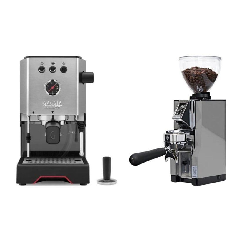 Gaggia Classic Up stříbrná + Eureka Mignon Libra 65 All Purpose, CR chrome