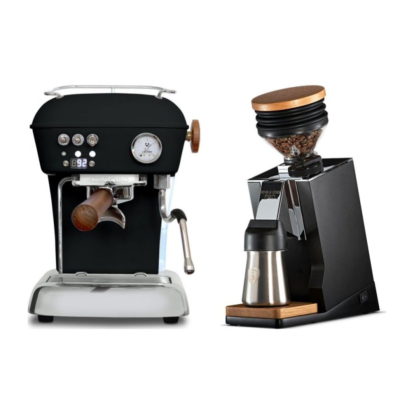 Ascaso DREAM PID Dark Black + Eureka Mignon Single Dose PRO, Black & Oak