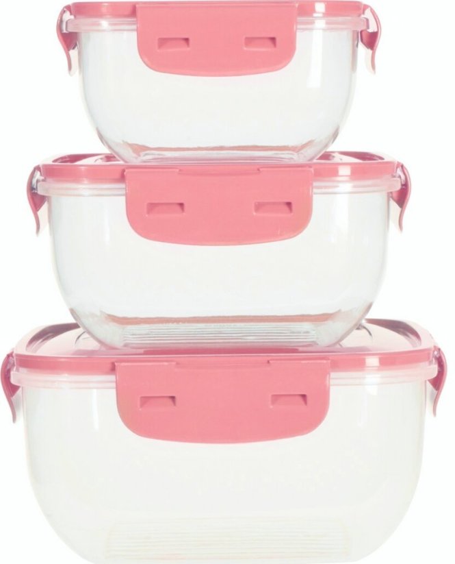 EXCELLENT HOUSEWARE Dóza na potraviny 3 ks růžová