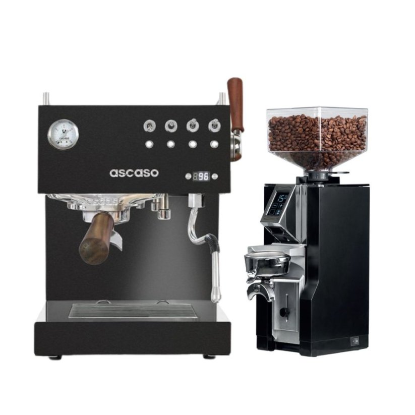 Ascaso Steel DUO PID PLUS, black&amp;wood + Eureka Mignon Libra, CR black