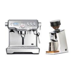 Kávovar Sage BES920BSS Silver + Eureka Mignon Zero 65 Speedy ALL PURPOSE biely