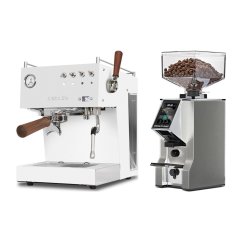 Ascaso Steel DUO PID PLUS, White&Wood + Eureka Mignon Specialita Smart, CR Chrome