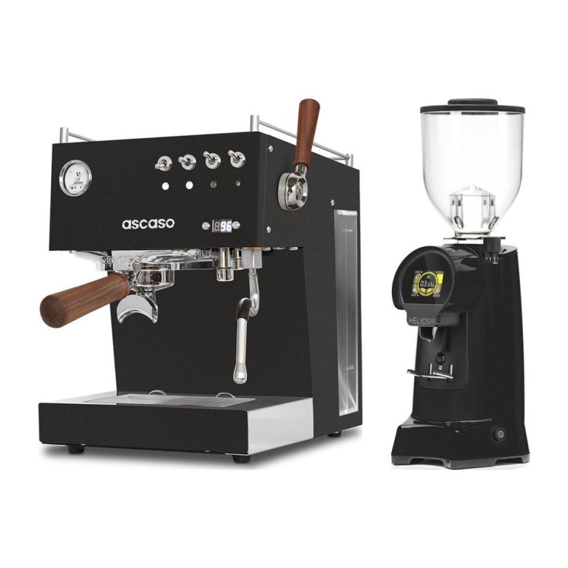 Ascaso Steel DUO PID PLUS, Black&Wood + Eureka Helios 65, black