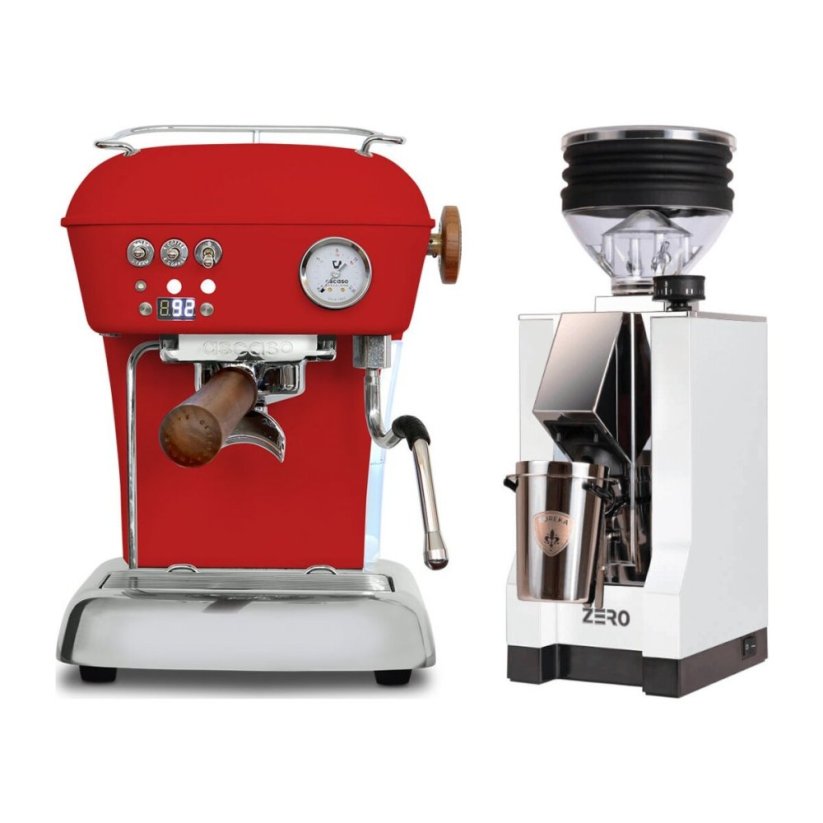 Ascaso DREAM PID Love Red + Eureka Mignon Zero, CR white