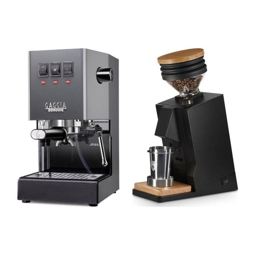 Gaggia Classic E24, šedá + Eureka Mignon Single Dose, Black & Oak
