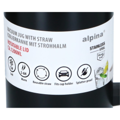 ALPINA Termohrnek dvoustěnný z nerezové oceli 1,2 l černá