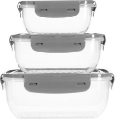 EXCELLENT HOUSEWARE Dóza na potraviny sada 3 ks šedá