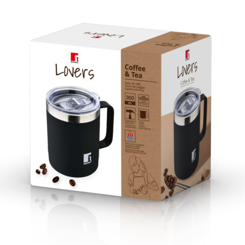 BERGNER Termohrnek 350 ml nerez černá