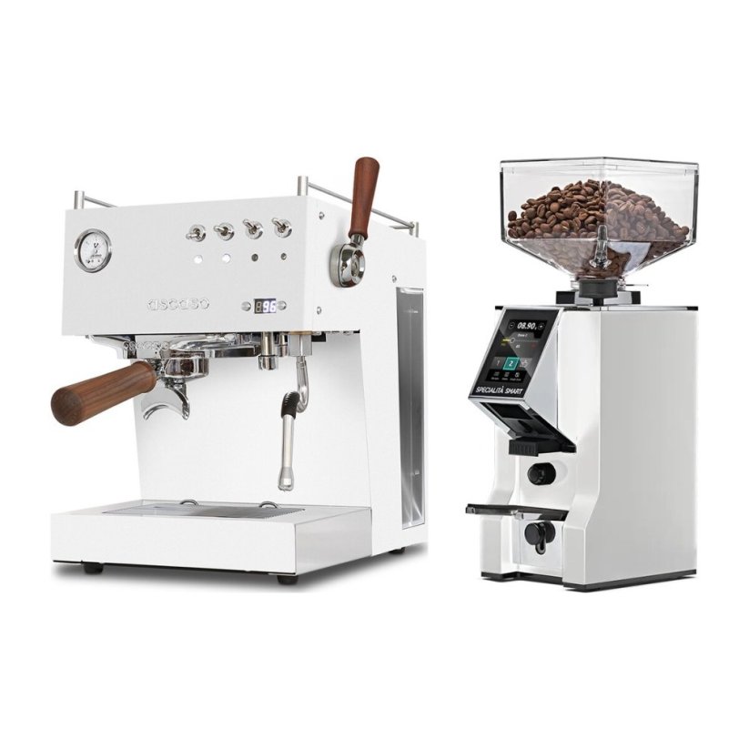 Ascaso Steel DUO PID PLUS, White&Wood + Eureka Mignon Specialita Smart, CR White