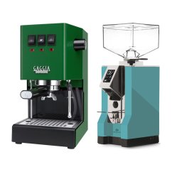 Gaggia Classic E24, zelená + Eureka Mignon Specialita, CR Tiffany blue