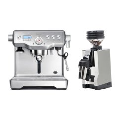 Kávovar Sage BES920BSS Silver + Eureka Mignon Zero 65 All Purpose, CR white