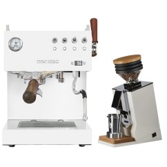 Ascaso Steel DUO PID PLUS, White&Wood + Eureka Mignon Single Dose, White & Oak