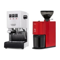 Gaggia Classic E24, bílá + Eureka Peppe, Red