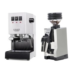 Gaggia Classic E24, bílá + Eureka Mignon Zero 65 All Purpose, CR white