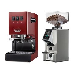 Gaggia Classic E24, červená + Eureka Mignon Specialita Smart, CR Chrome