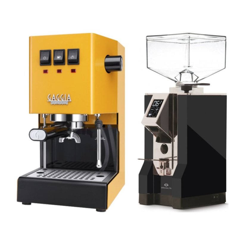 Gaggia Classic E24, žlutá + Eureka Mignon Specialita, CR Black