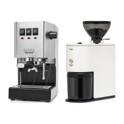 Gaggia Classic E24, stříbrná + Eureka Peppe, White