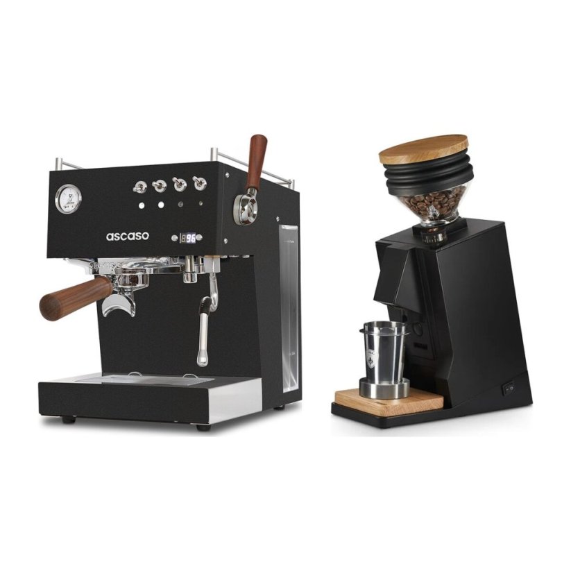 Ascaso Steel DUO PID PLUS, Black&Wood + Eureka Mignon Single Dose, Black & Oak