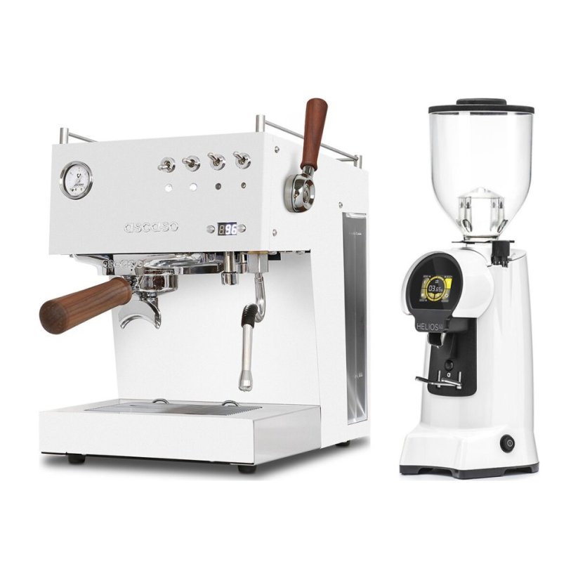 Ascaso Steel DUO PID PLUS, White&Wood + Eureka Helios 65, white