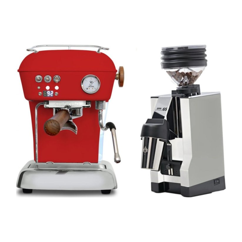 Ascaso DREAM PID Love Red + Eureka Mignon Zero 65 All Purpose, CR white