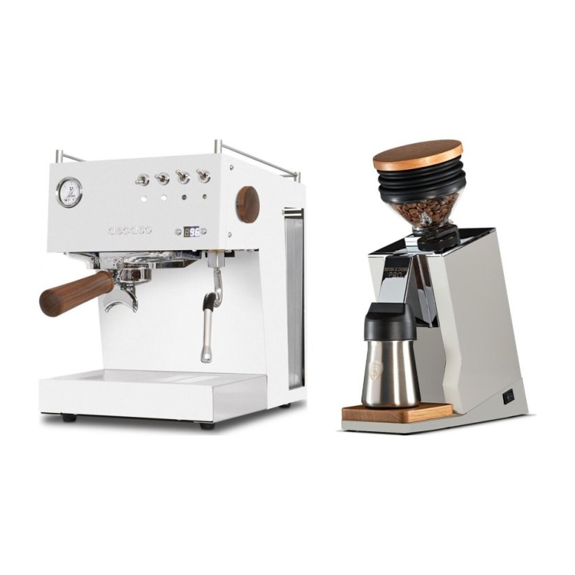 Ascaso Steel Uno PID white + Eureka Mignon Single Dose PRO, White & Oak