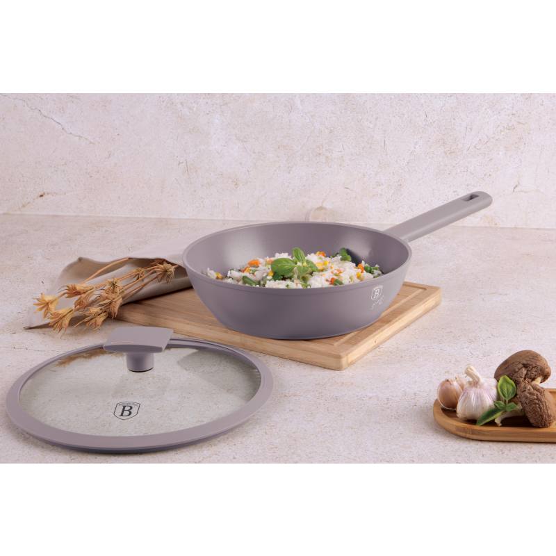 BERLINGERHAUS Pánev hluboká s titanovým povrchem a poklicí 24 cm Taupe Collection