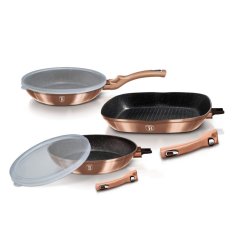 BERLINGERHAUS Sada pánví s odnímatelnou rukojetí 5 ks Rosegold Metallic Line steak