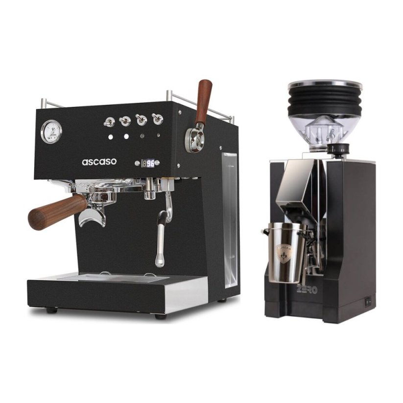 Ascaso Steel DUO PID PLUS, Black&Wood + Eureka Mignon Zero, CR black