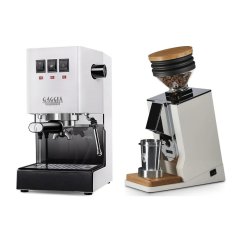 Gaggia Classic E24, bílá + Eureka Mignon Single Dose, White & Oak
