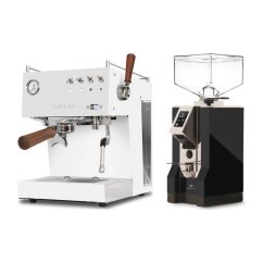 Ascaso Steel DUO PID PLUS, White&Wood + Eureka Mignon Specialita, CR Black