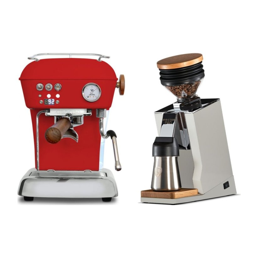 Ascaso DREAM PID Love Red + Eureka Mignon Single Dose PRO, White & Oak