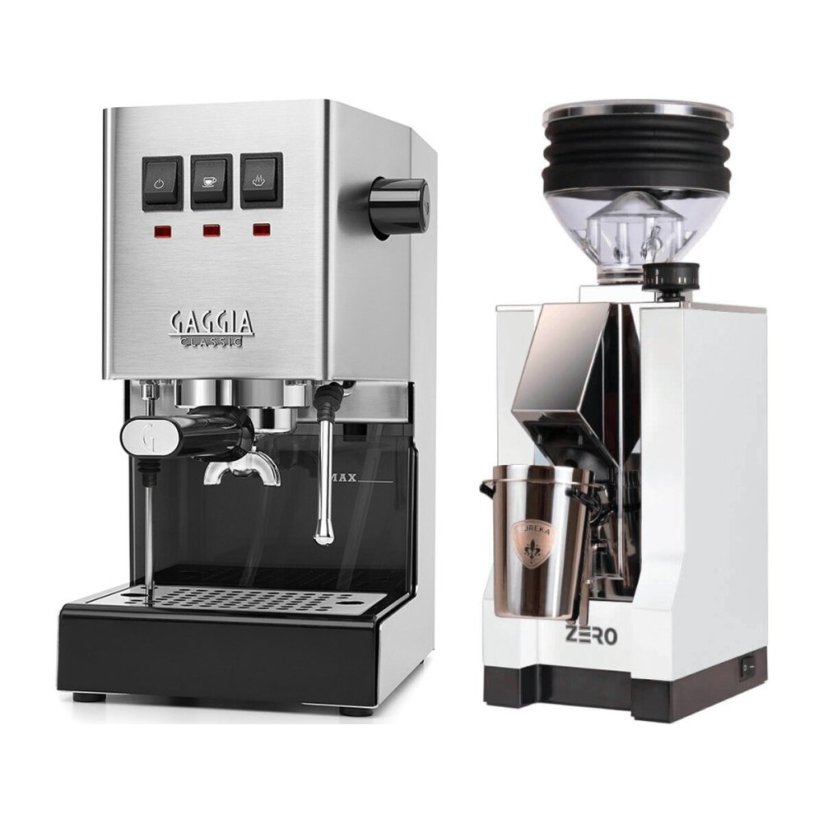 Gaggia Classic E24, stříbrná + Eureka Mignon Zero, CR white