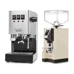 Gaggia Classic E24, stříbrná + Eureka Mignon Specialita, CR Cream