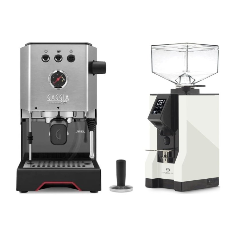 Gaggia Classic Up stříbrná + Eureka Mignon Specialita, BL White