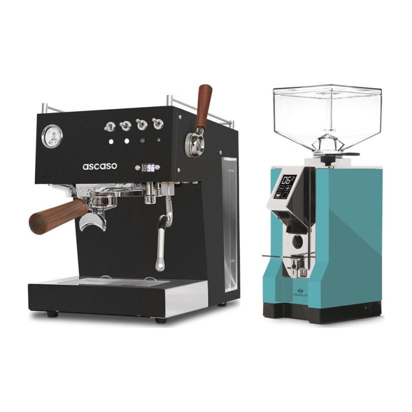 Ascaso Steel DUO PID PLUS, Black&Wood + Eureka Mignon Specialita, CR Tiffany blue