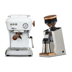 Ascaso DREAM PID Cloud White + Eureka Mignon Single Dose PRO, White & Oak