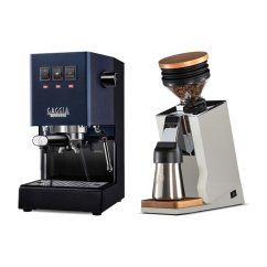 Gaggia Classic E24, modrá + Eureka Mignon Single Dose PRO, White & Oak