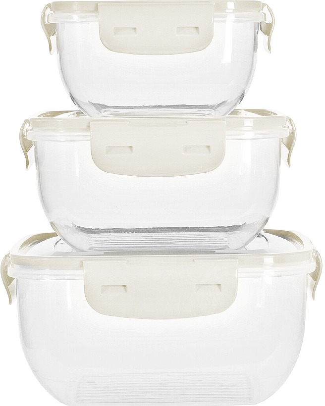 EXCELLENT HOUSEWARE Dóza na potraviny 3 ks béžová