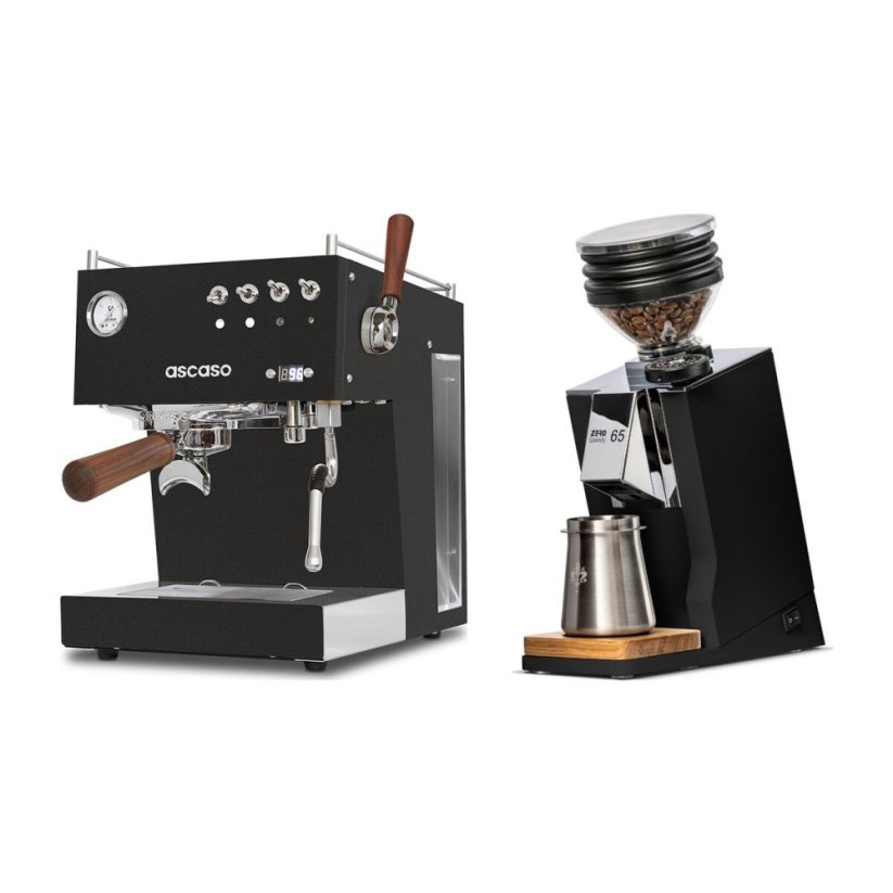 Ascaso Steel DUO PID PLUS, Black&Wood + Eureka Mignon Zero 65 Speedy ALL PURPOSE black