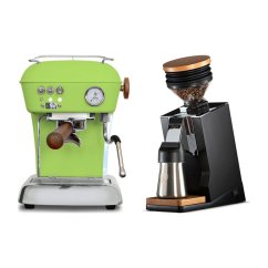 Ascaso DREAM PID Fresh Pistachio + Eureka Mignon Single Dose PRO, Black & Oak