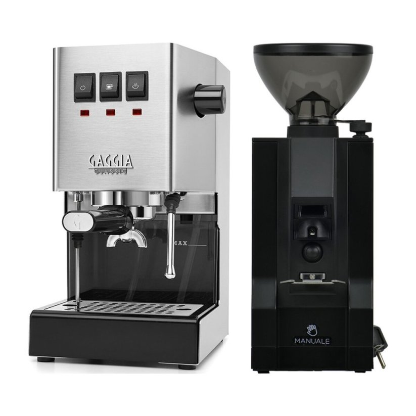 Gaggia Classic E24, stříbrná + Eureka Mignon Manuale, BL black