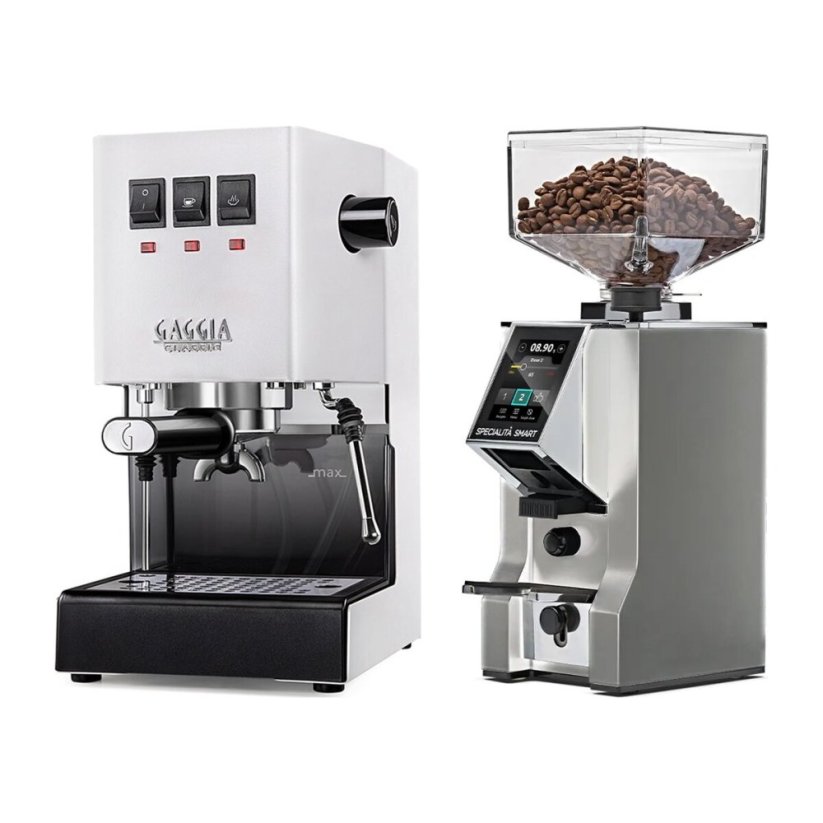 Gaggia Classic E24, bílá + Eureka Mignon Specialita Smart, CR Chrome