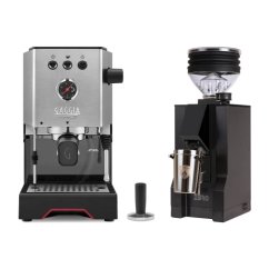 Gaggia Classic Up stříbrná + Eureka Mignon Zero, BL Black