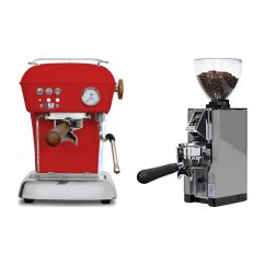 Ascaso DREAM PID Love Red + Eureka Mignon Libra 65 All Purpose, CR chrome