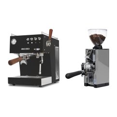 Ascaso Steel DUO PID PLUS, black&amp;wood + Eureka Mignon Libra 65 All Purpose, CR chróm