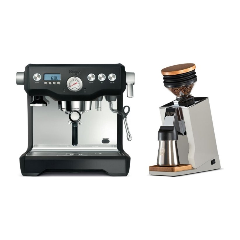 Kávovar Sage BES920BTR Black + Eureka Mignon Single Dose PRO, White & Oak